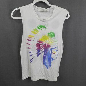 Women T Shirt Small Rainbow NA Chief Indie Edgy Grunge Distressed Y2K Retro